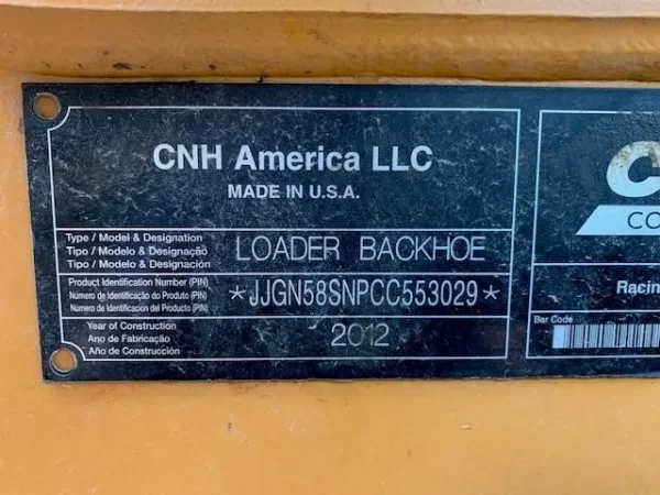 2012 CASE 580SN Backhoe Loader for sale