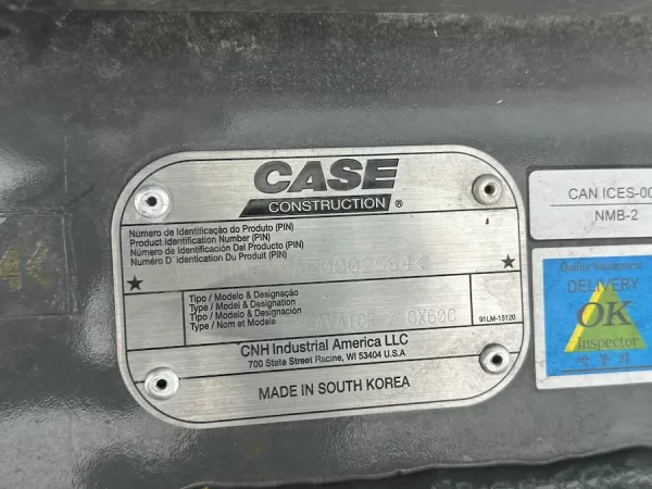 CASE CX60C Mini (Compact) Excavator - 15E002584