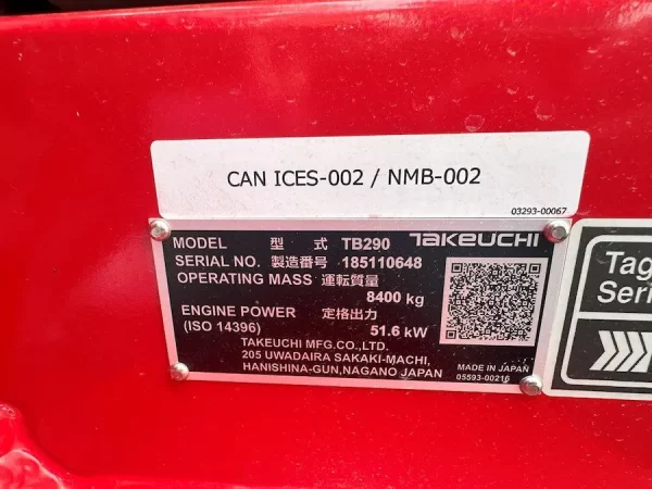 2024 Takeuchi TB290 Compact Excavator For SaLe