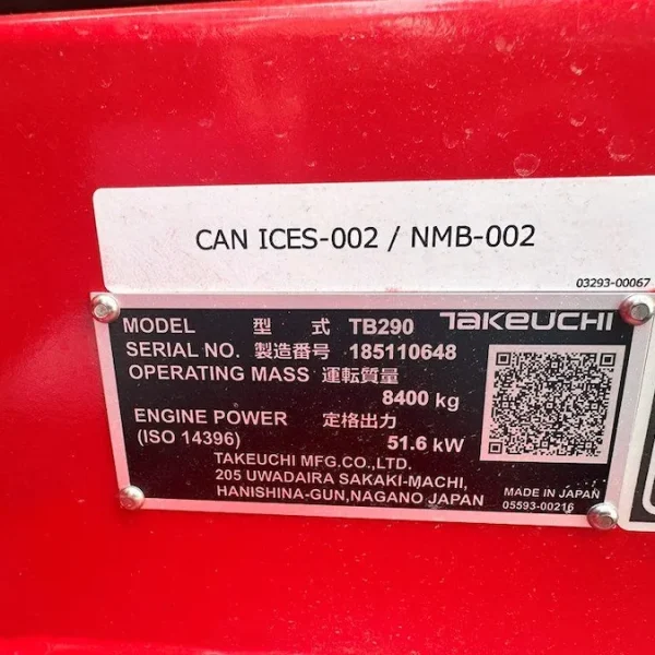 2024 Takeuchi TB290 Compact Excavator For SaLe