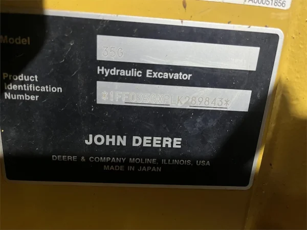 2020 John Deere 35G Compact (Mini) Excavator For Sale