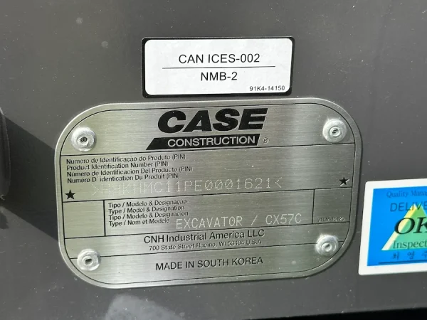 CASE CX57C Mini (Compact) Excavator - EQ0036902